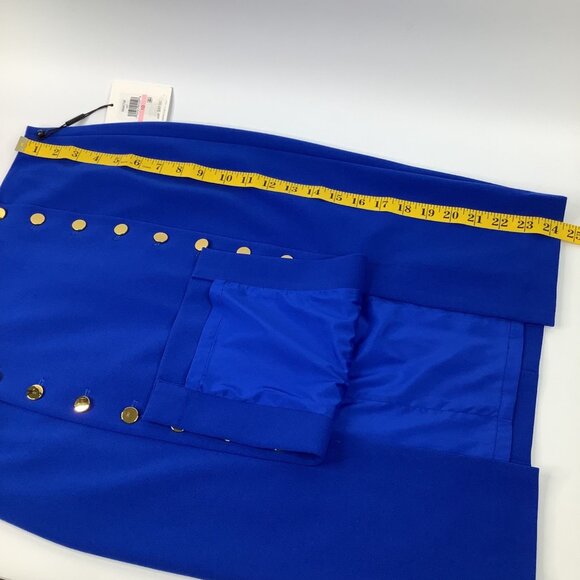 Calvin Klein Royal Blue Pencil Skirt Size 10 With Gold Button Accents Office - Picture 6 of 9